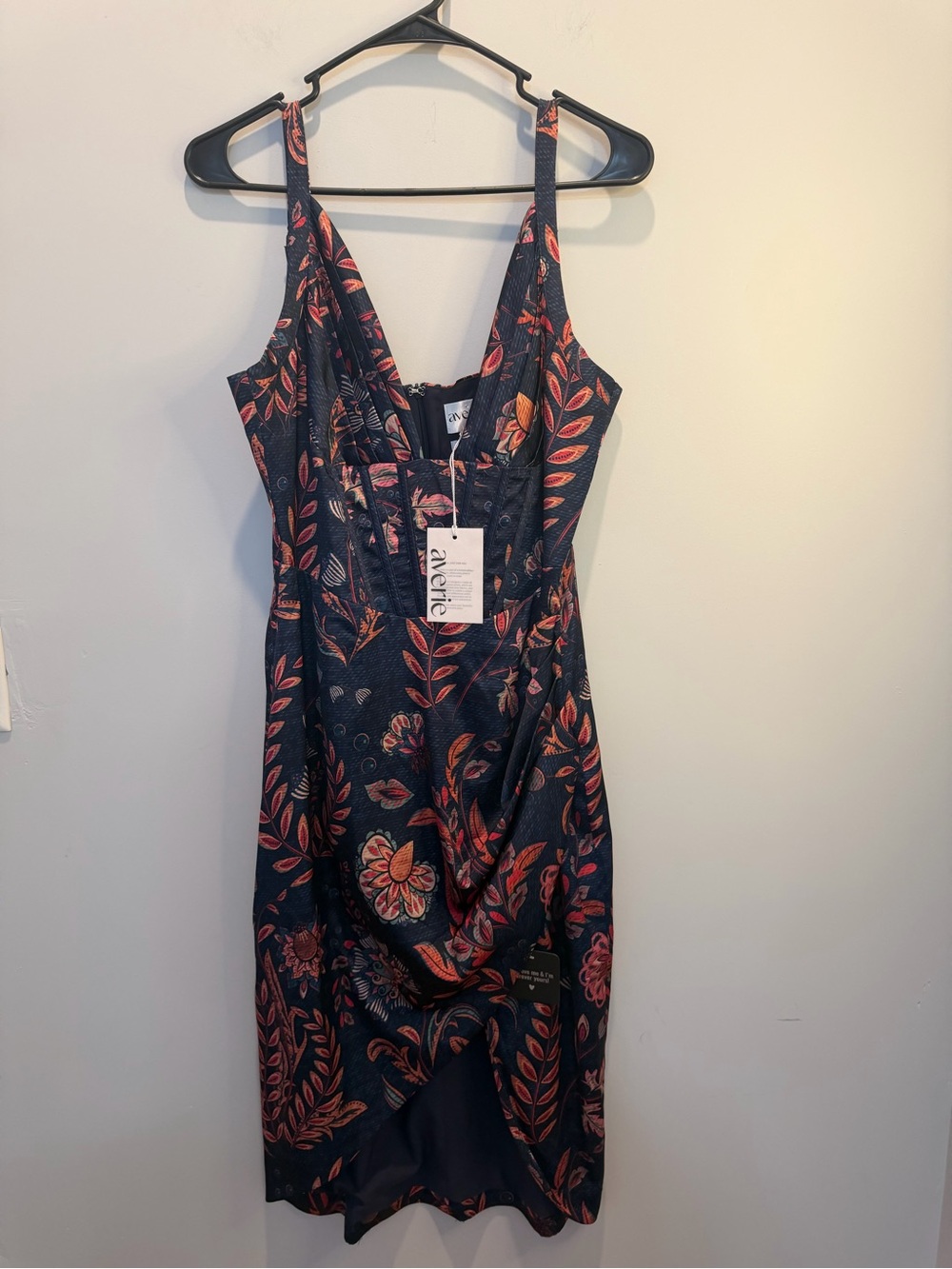 Averie Teal Floral Plunge Corseted Midi Dress NWT - Picture 7 of 11